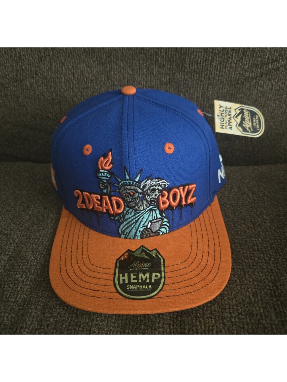 NEW Alpine Hemp Company 2 DEAD BOYZ Limited Edition Snapback Hat #84 Orange Blue